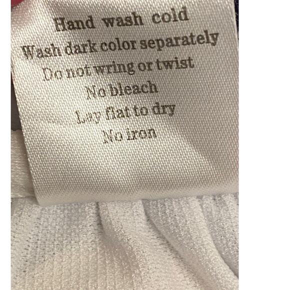 Wetseal Tie Bikini Top Blue White Wood Beads Ring Center Size Large Y2K Beach - Picture 7 of 7